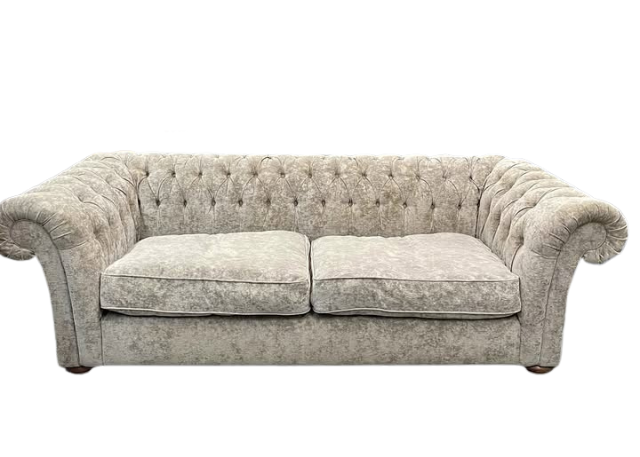 Champagne Chenille Velvet Chesterfield Three Seater