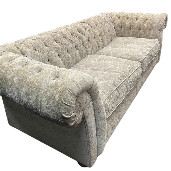 Champagne Chenille Velvet Chesterfield Three Seater