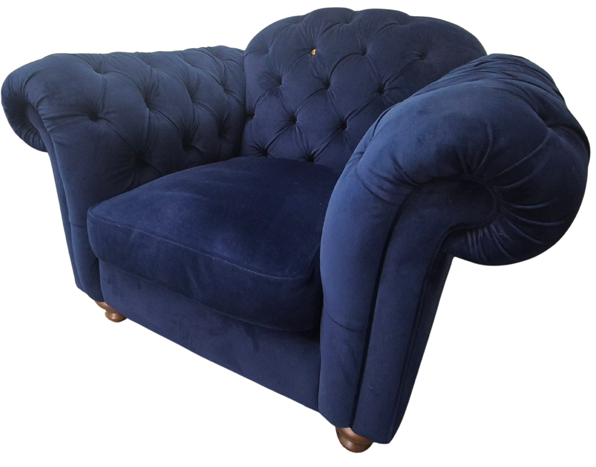 DFS Blue Velvet Armchair part of the Joules Windsor Range in a Deluxe Velvet Fabric.