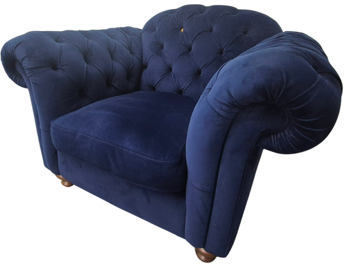 DFS Blue Velvet Armchair part of the Joules Windsor Range in a Deluxe Velvet Fabric.
