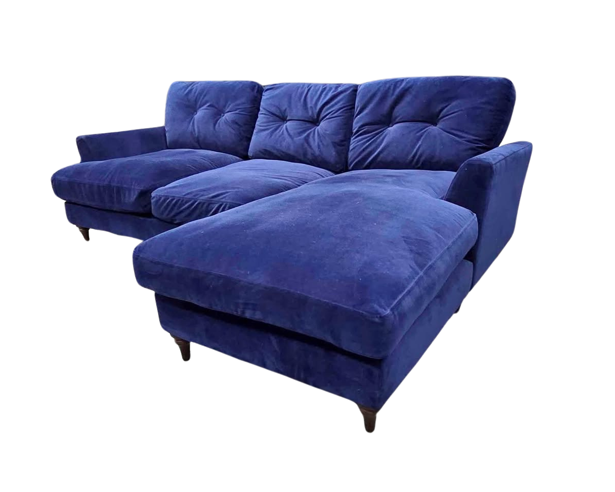 DFS Joules Patterdale Right Hand Facing Chaise in Blue Velvet