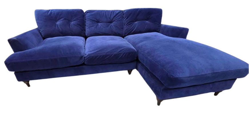 DFS Joules Patterdale Right Hand Facing Chaise in Blue Velvet