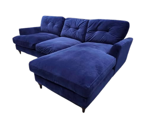 DFS Joules Patterdale Right Hand Facing Chaise in Blue Velvet