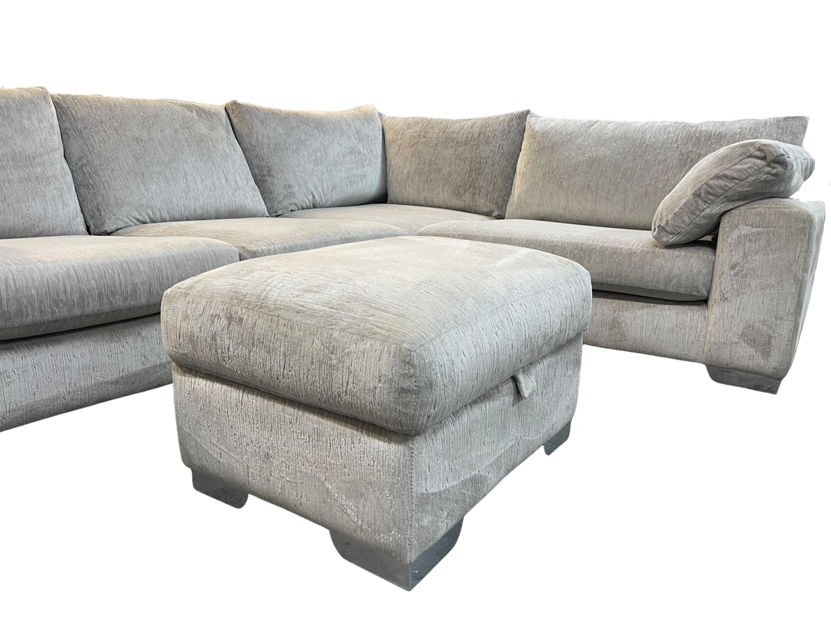 Sofology Coco Medusa Silver Corner Sofa + Storage Footstool