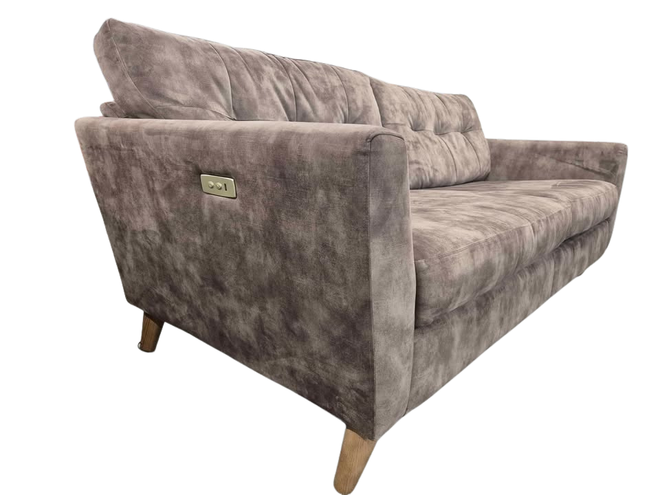 DFS New Studio Velvet Espresso 3 Seater Electric Recliner Sofa