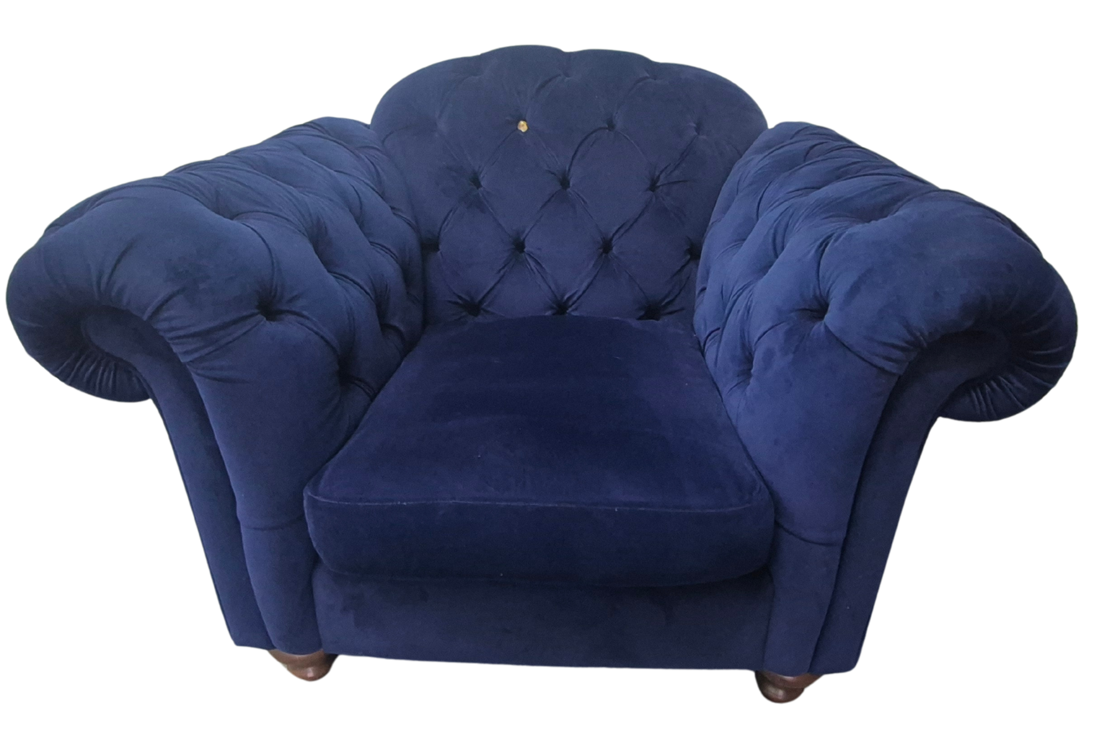 DFS Blue Velvet Armchair part of the Joules Windsor Range in a Deluxe Velvet Fabric.