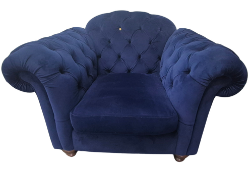 DFS Blue Velvet Armchair part of the Joules Windsor Range in a Deluxe Velvet Fabric.