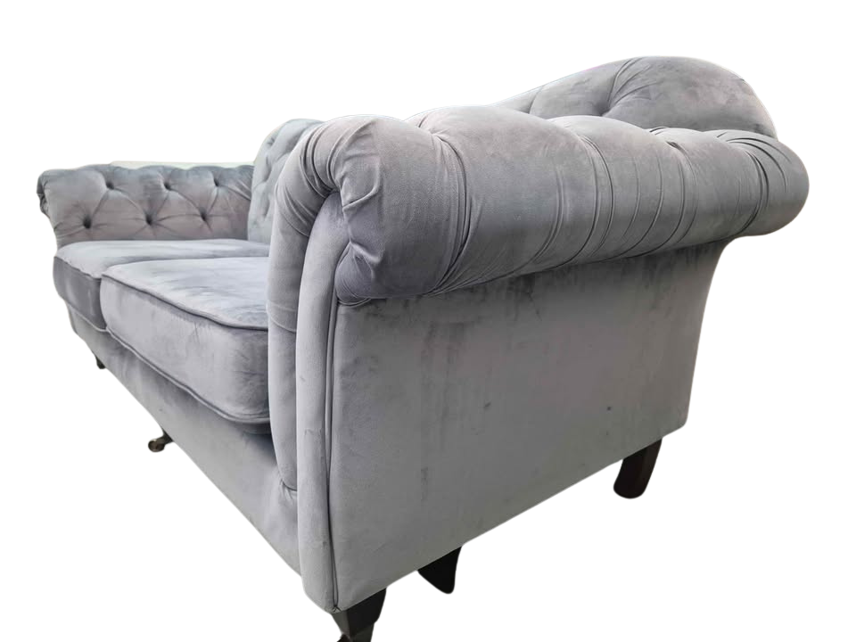 Bordeaux Grey Velvet Chesterfield 4 Seater