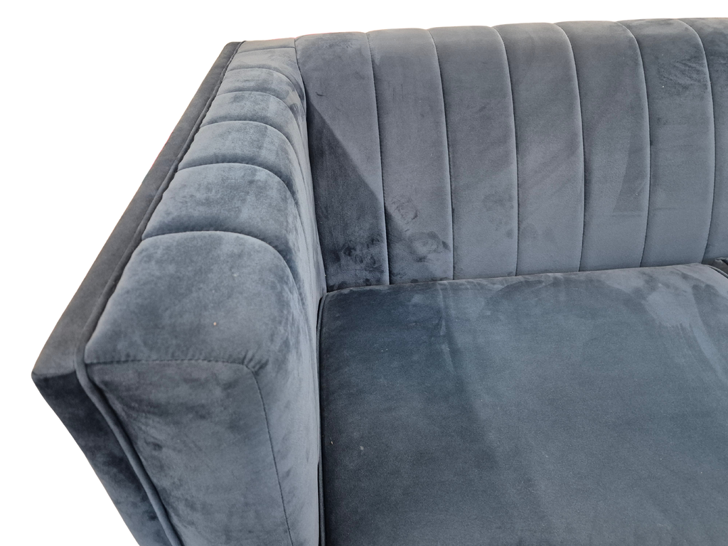 Sofology Fluted Isla Blue Velvet 2 Seater