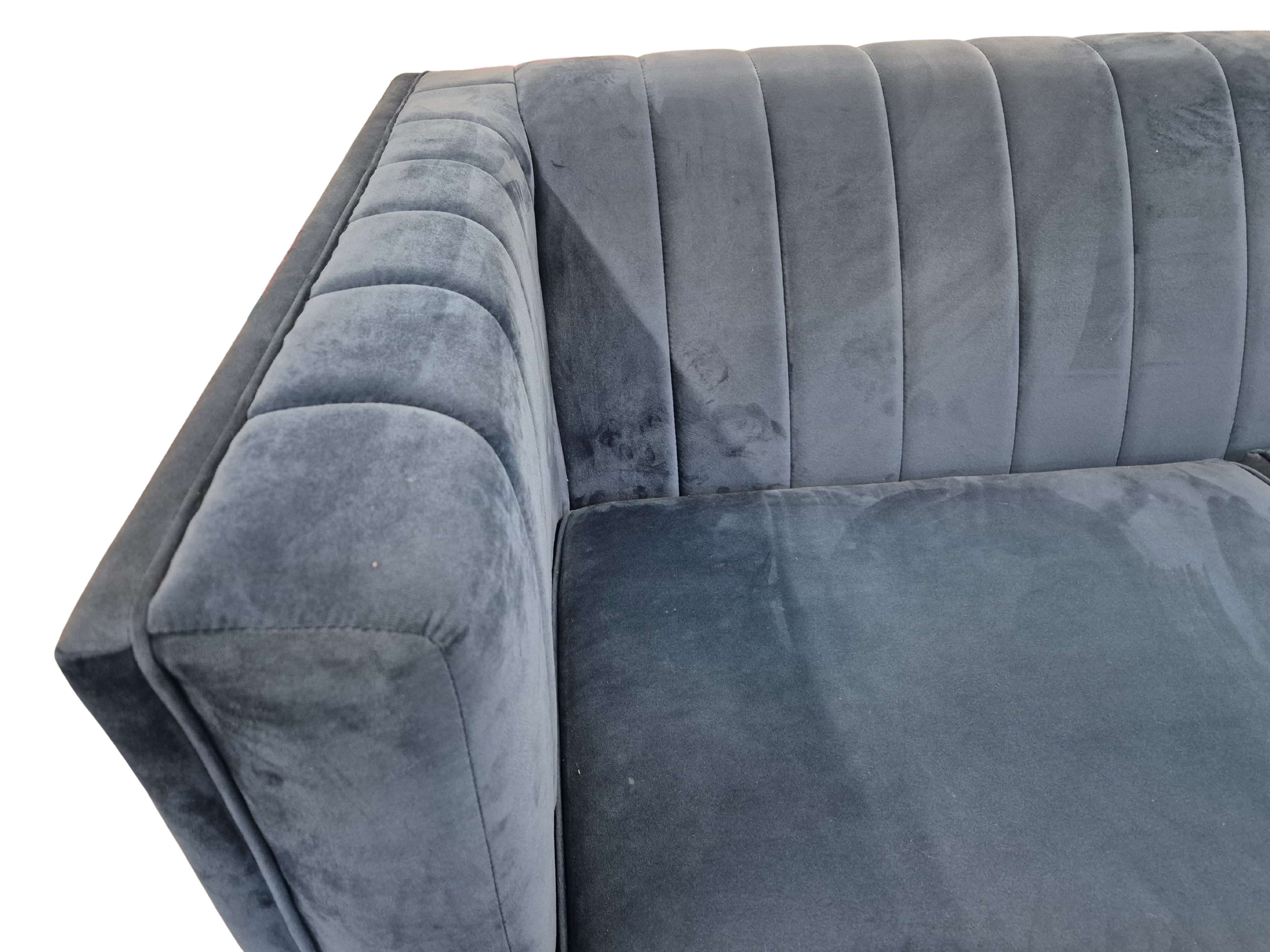 Sofology Fluted Isla Blue Velvet 2 Seater