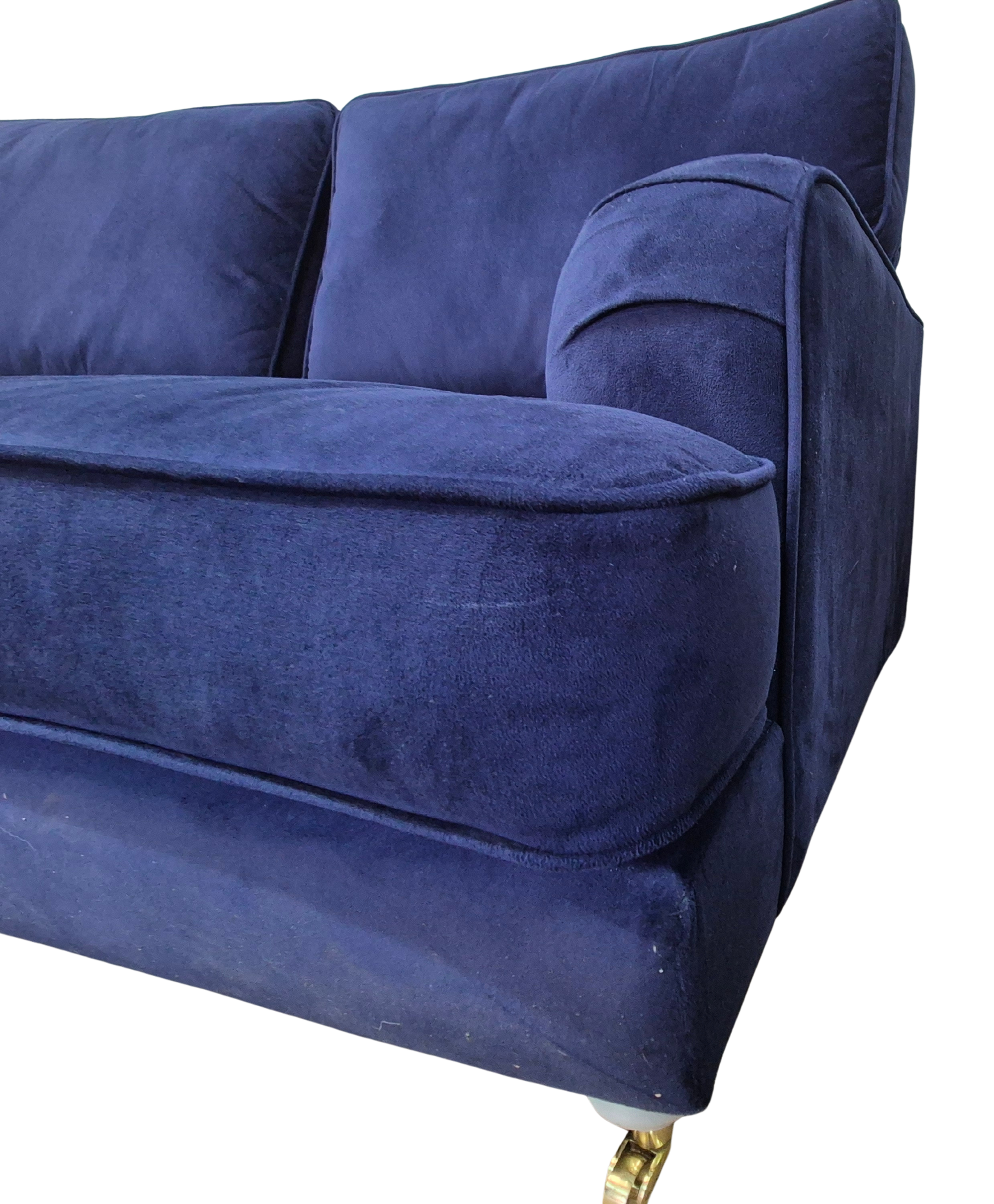 Navy Blue Velvet Made 3-Seater Sofa