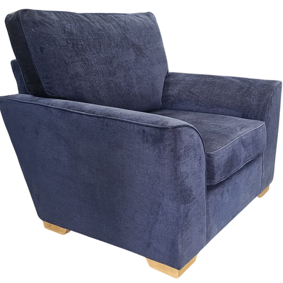Navy Chenille ‘Stamford’ High-Back Armchair