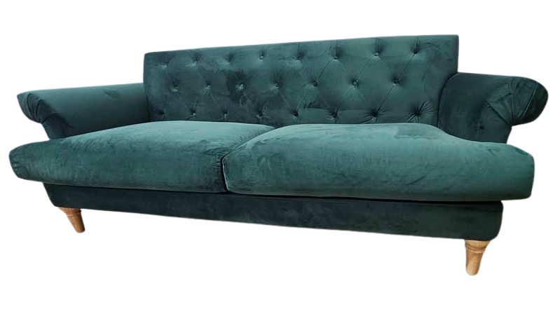Green Velvet 3-Seater Sofa