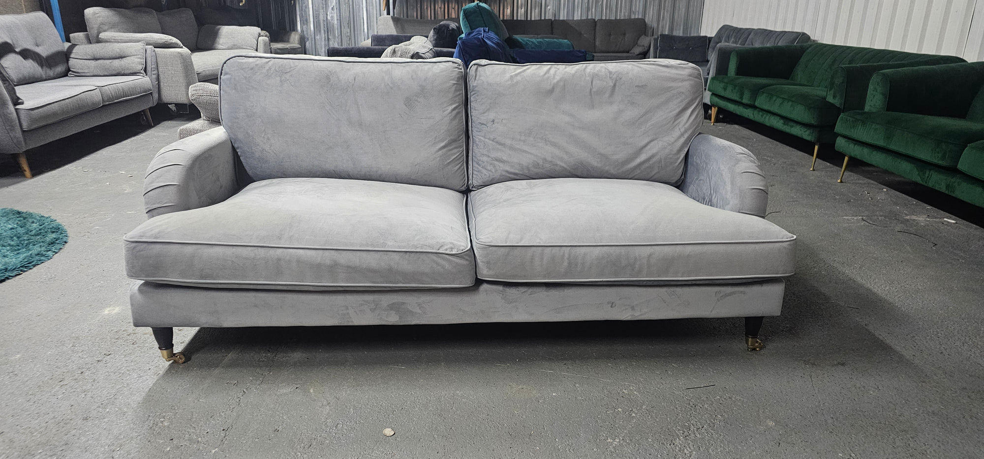 Grey Velvet 3 Seater