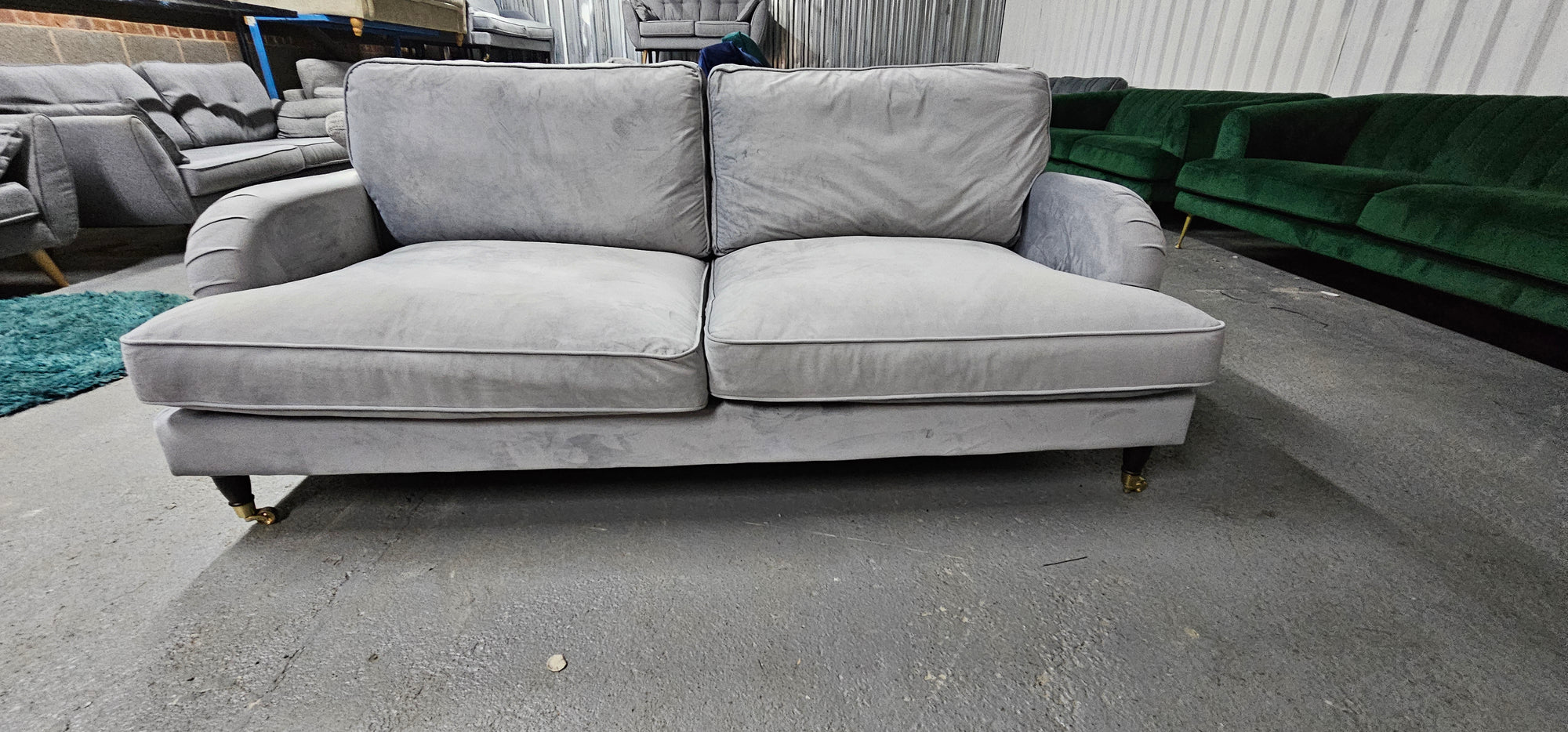 Grey Velvet 3 Seater