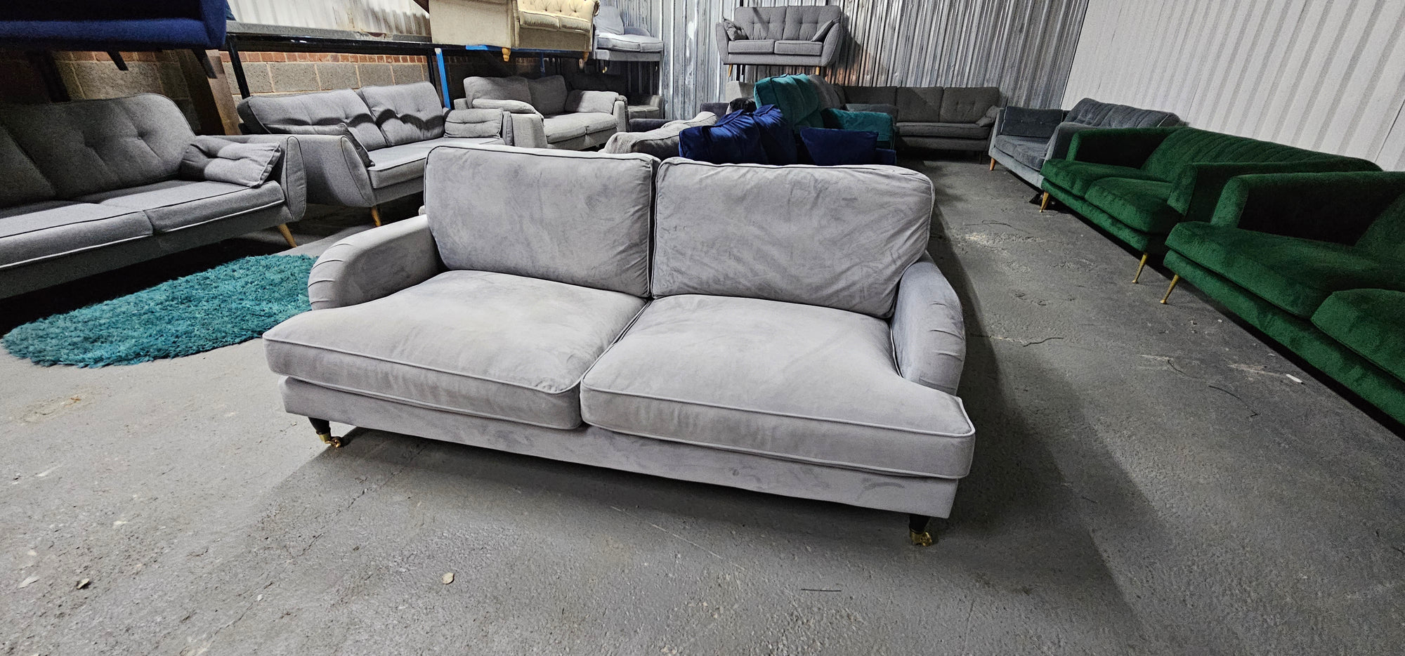Grey Velvet 3 Seater