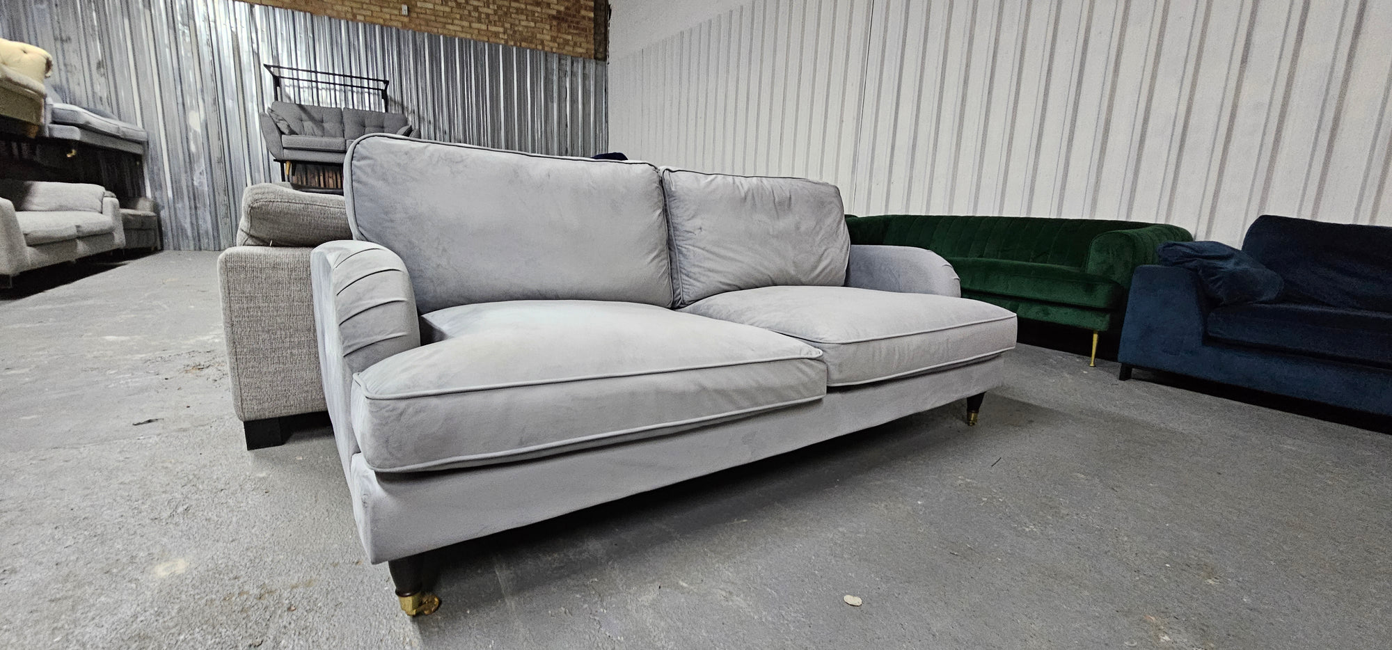 Grey Velvet 3 Seater