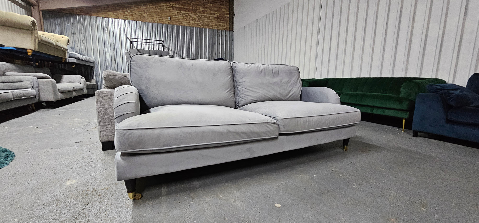 Grey Velvet 3 Seater