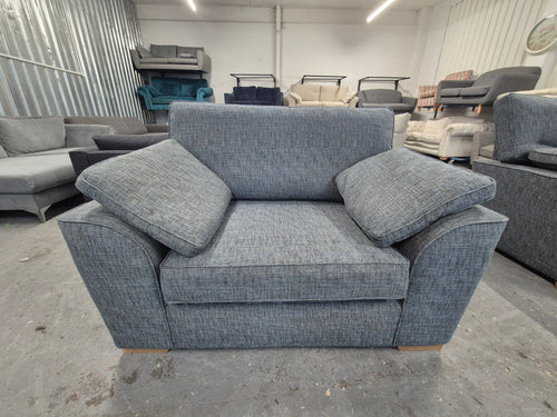 Dark Blue Boucle Weave Easy Clean Next Stamford Cuddle Chair