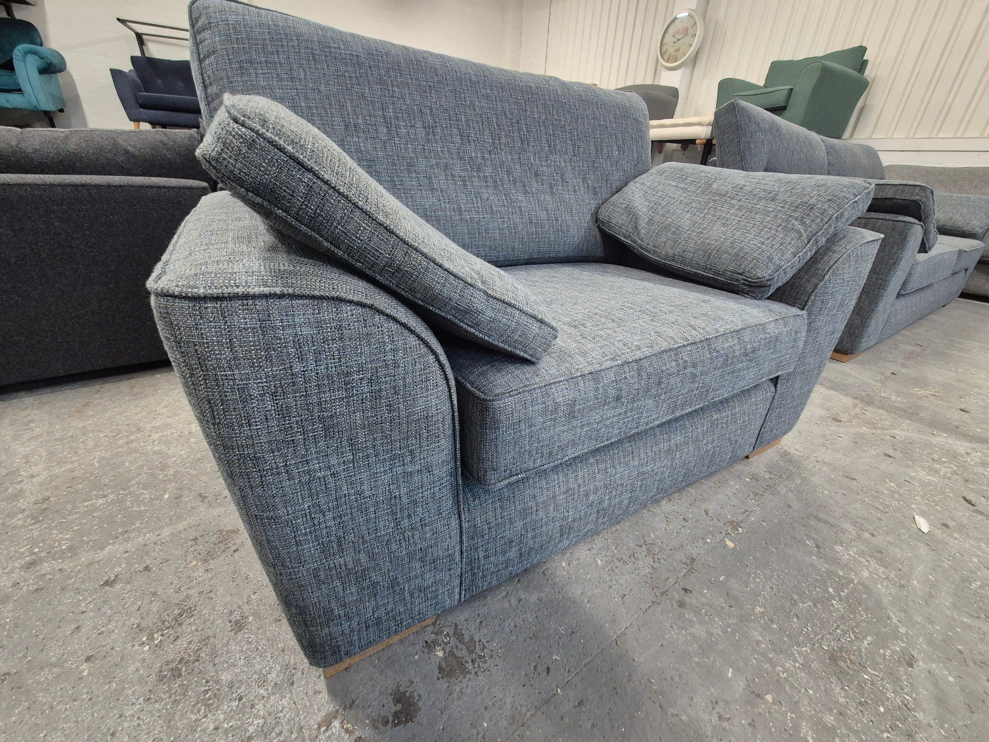 Dark Blue Boucle Weave Easy Clean Next Stamford Cuddle Chair
