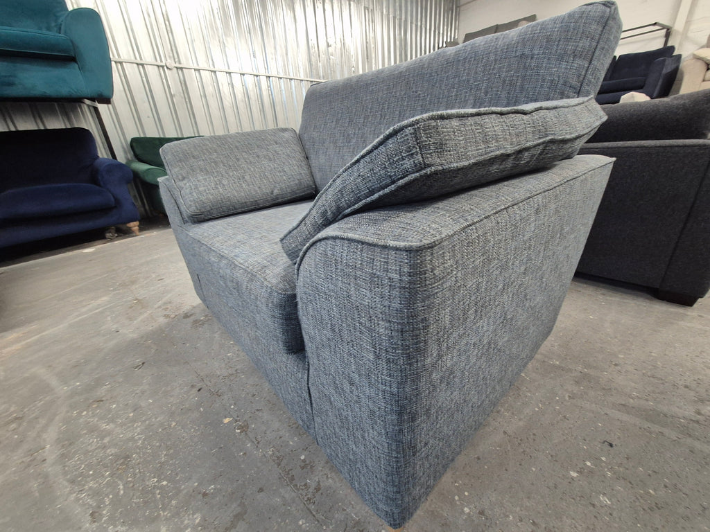 Dark Blue Boucle Weave Easy Clean Next Stamford Cuddle Chair