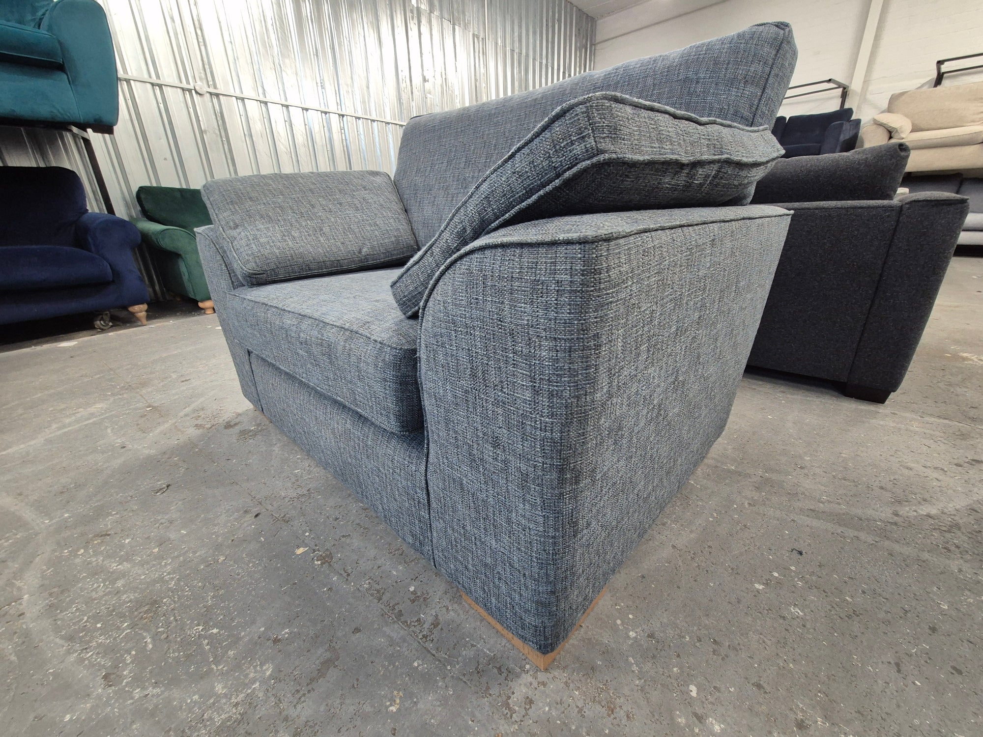 Dark Blue Boucle Weave Easy Clean Next Stamford Cuddle Chair