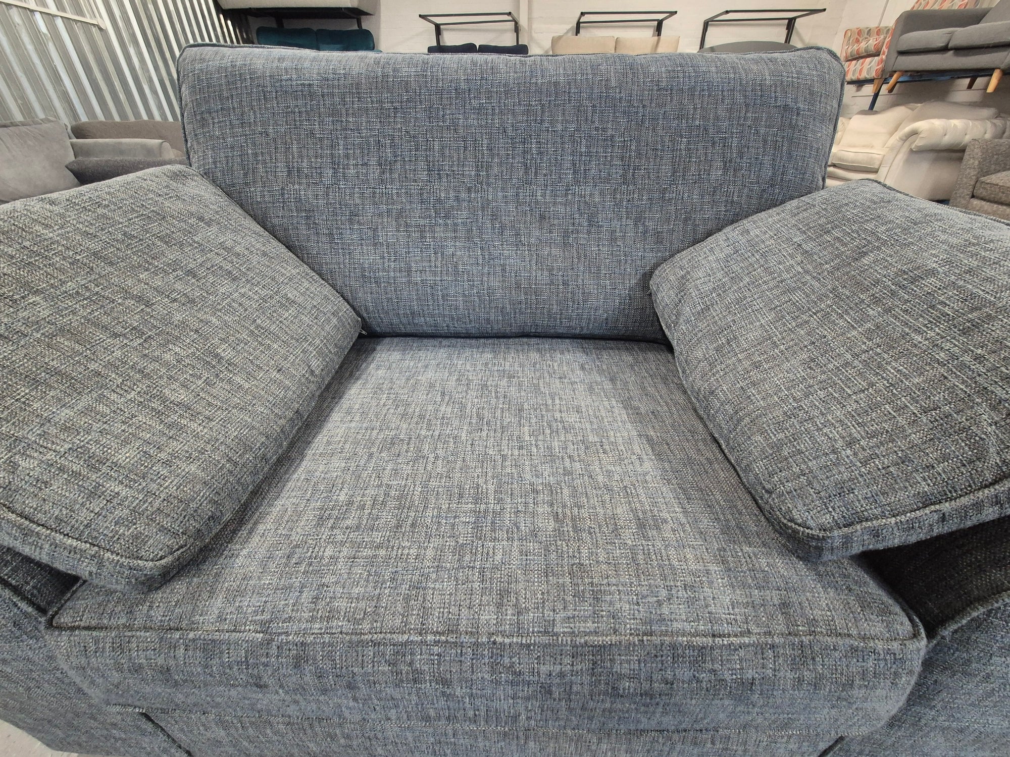Dark Blue Boucle Weave Easy Clean Next Stamford Cuddle Chair
