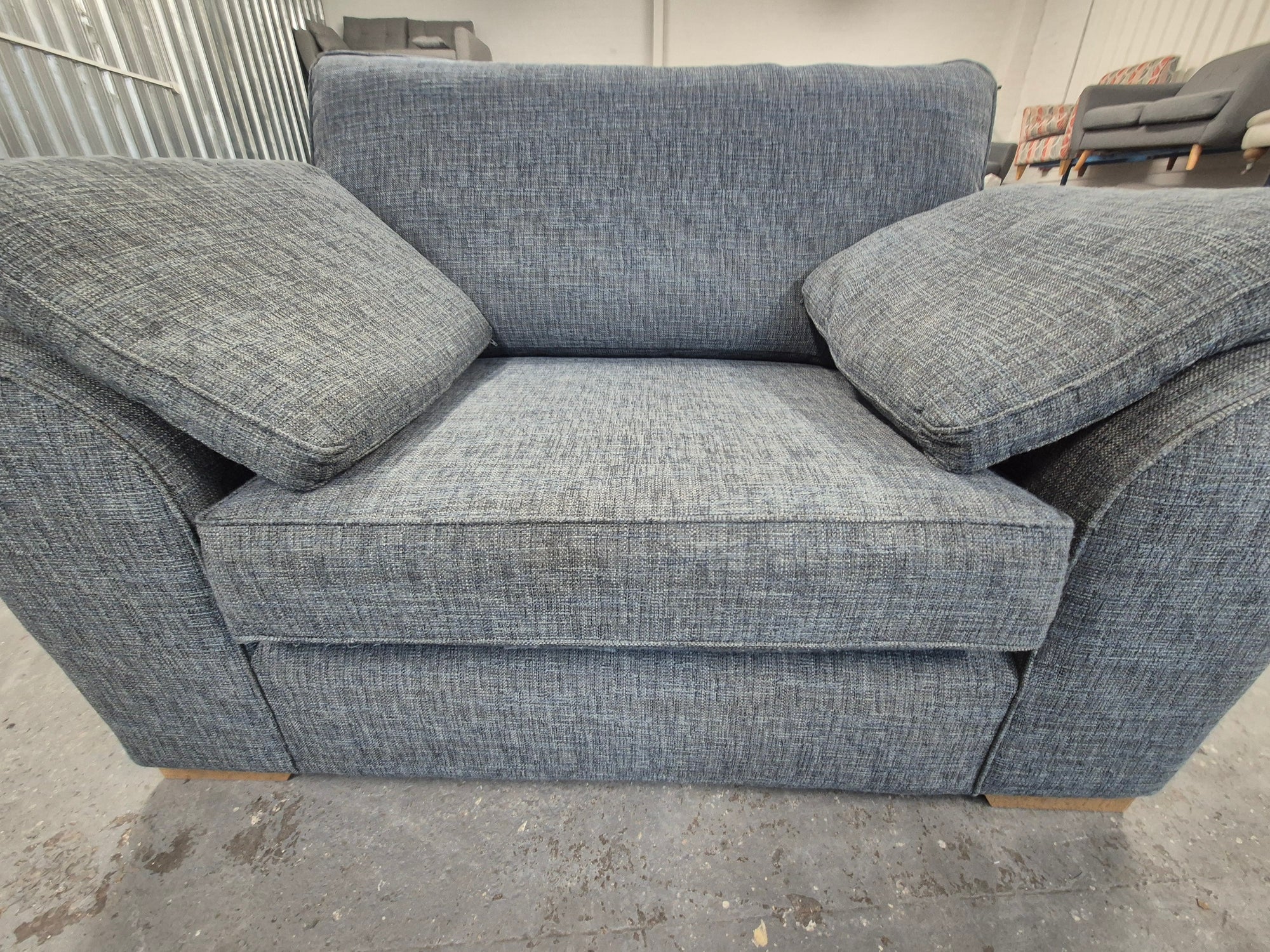 Dark Blue Boucle Weave Easy Clean Next Stamford Cuddle Chair