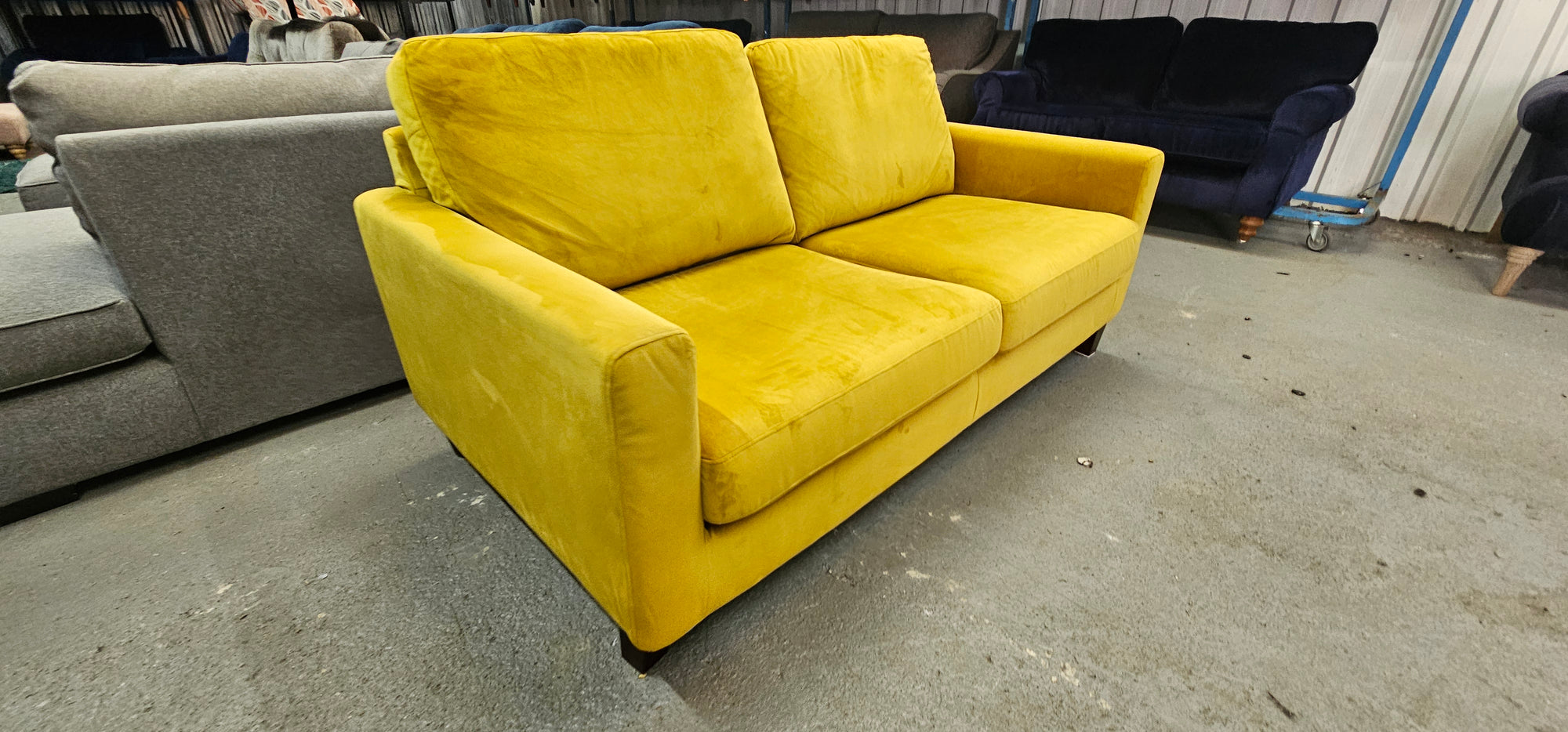 John Lewis Two Seater in a Mustard/Golden Yellow Easy Clean Velvet Fabric