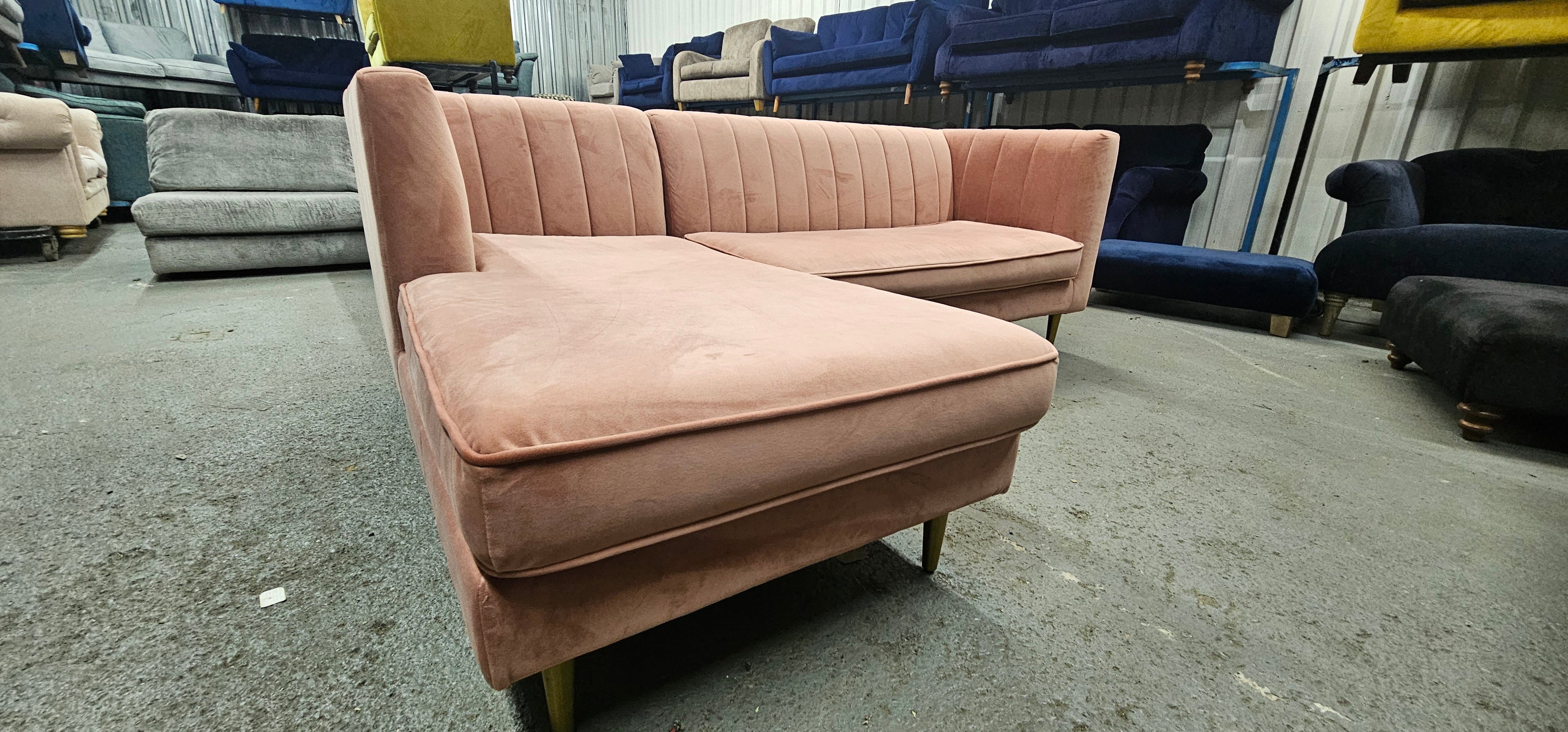 Small Blush Pink Made Corner Sofa