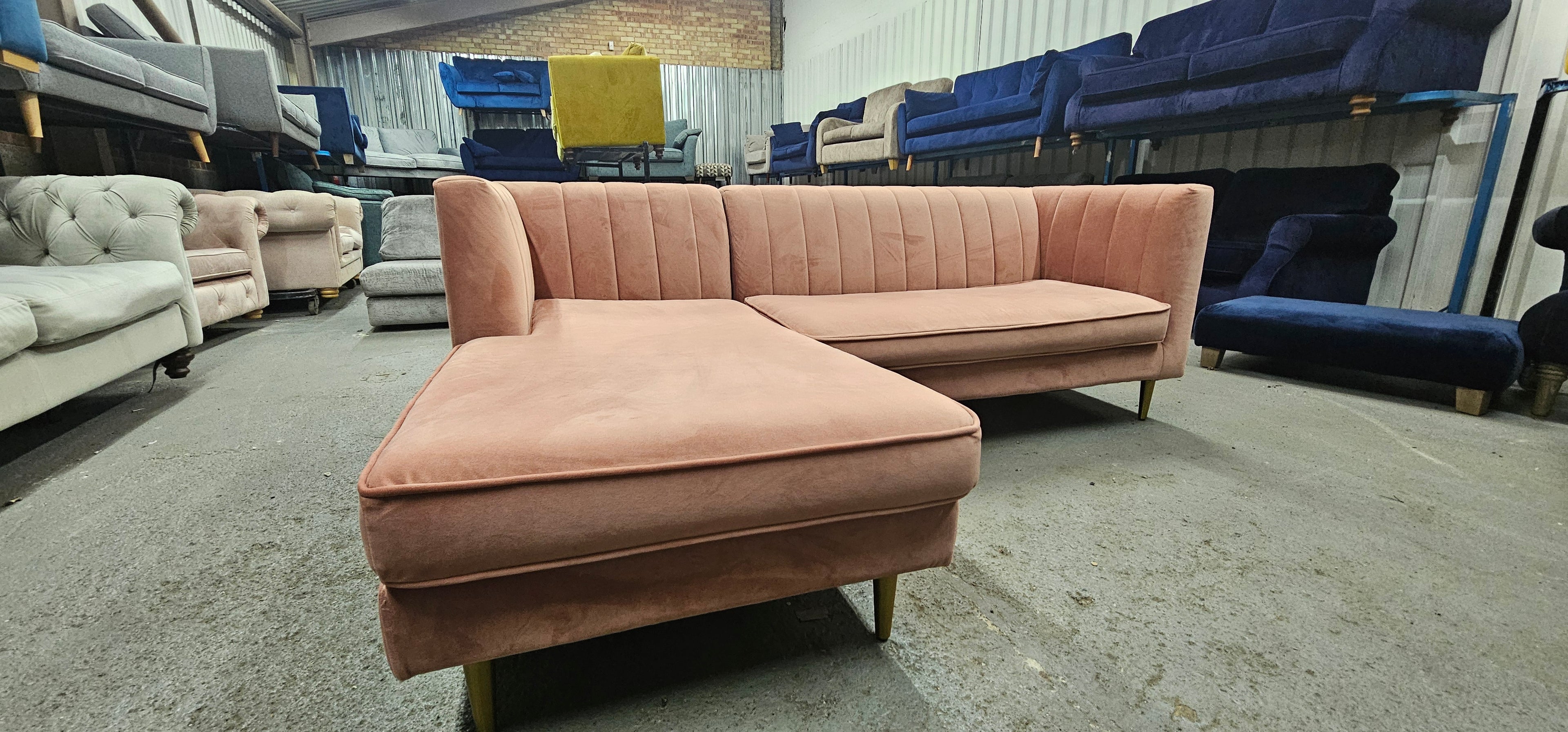 Small Blush Pink Made Corner Sofa