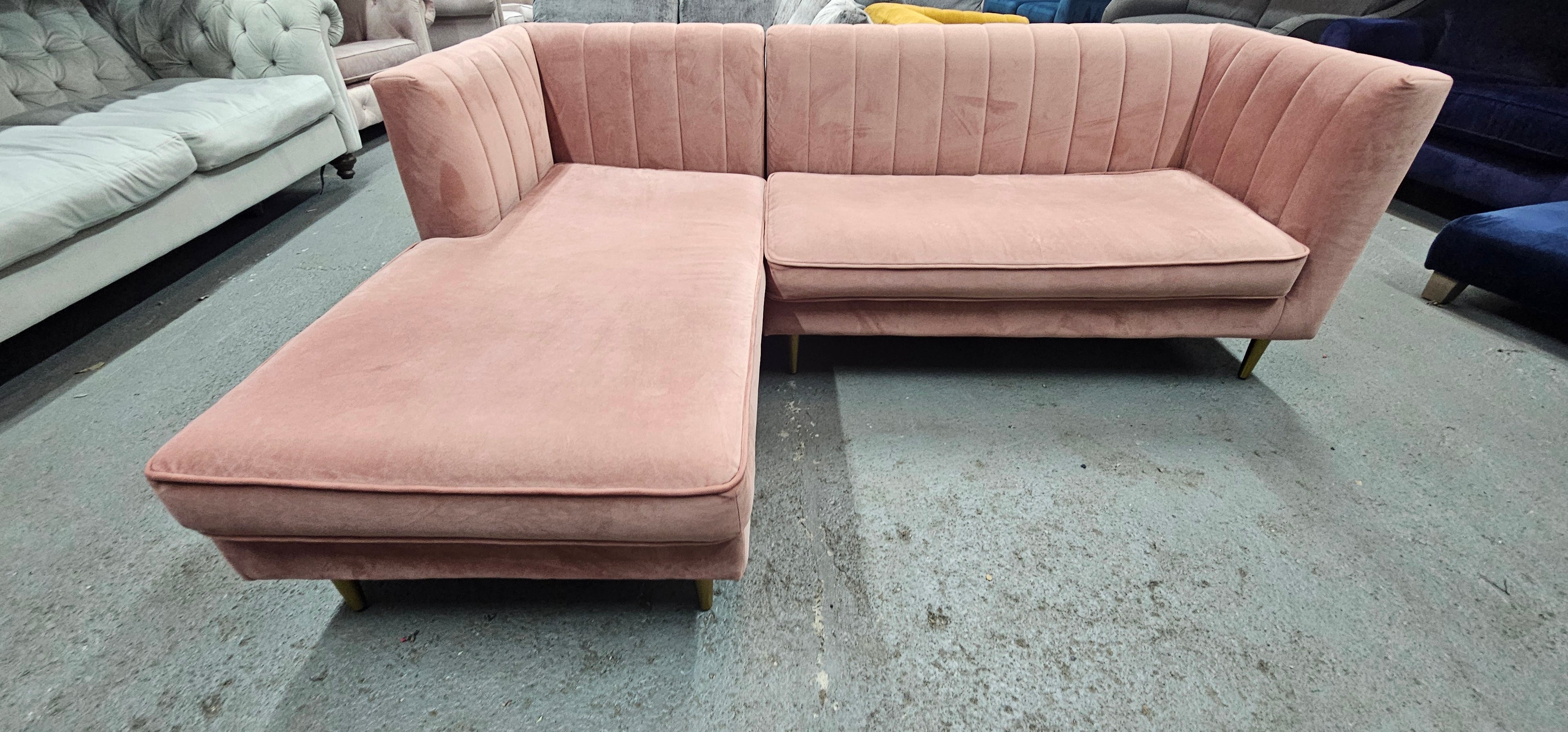 Small Blush Pink Made Corner Sofa