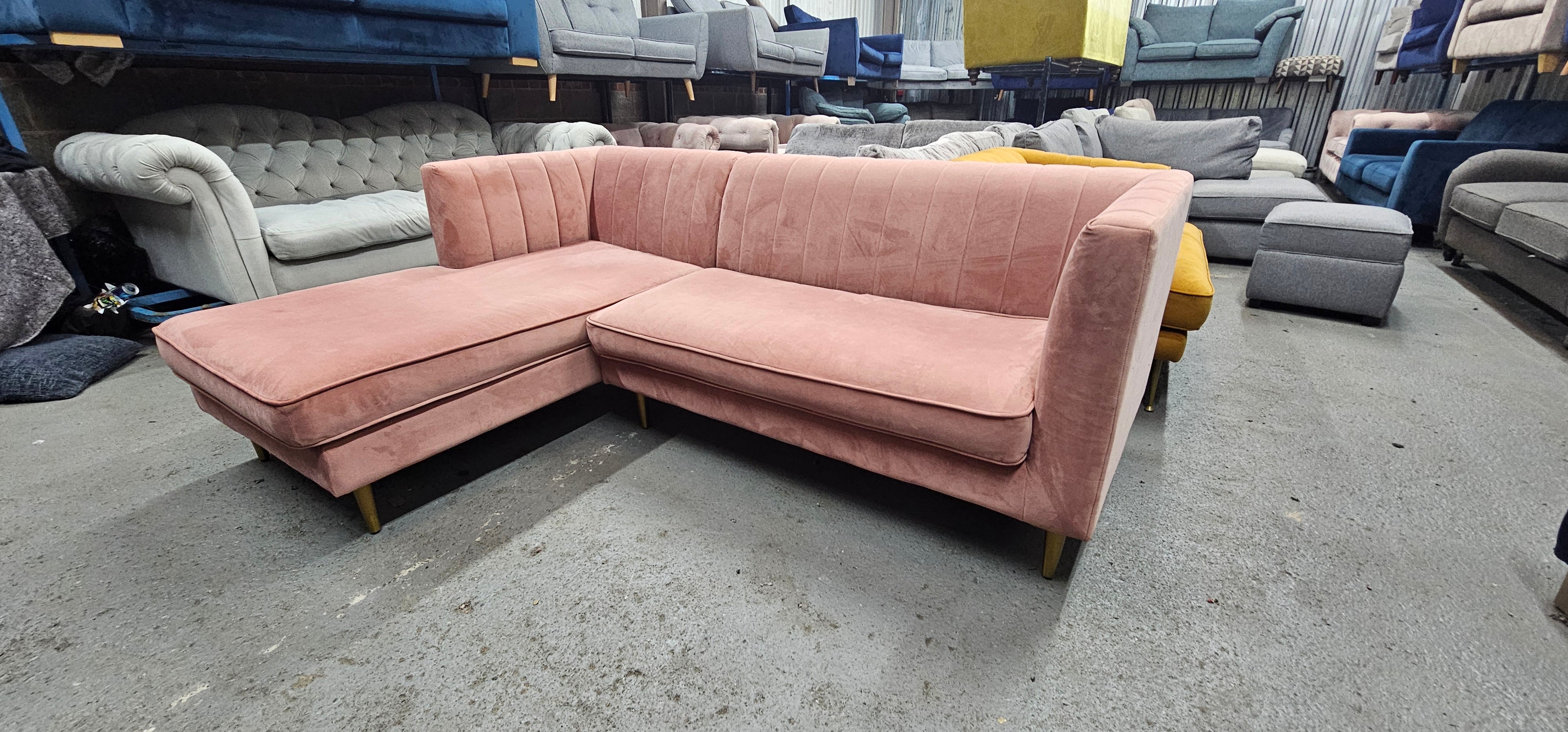 Small Blush Pink Made Corner Sofa