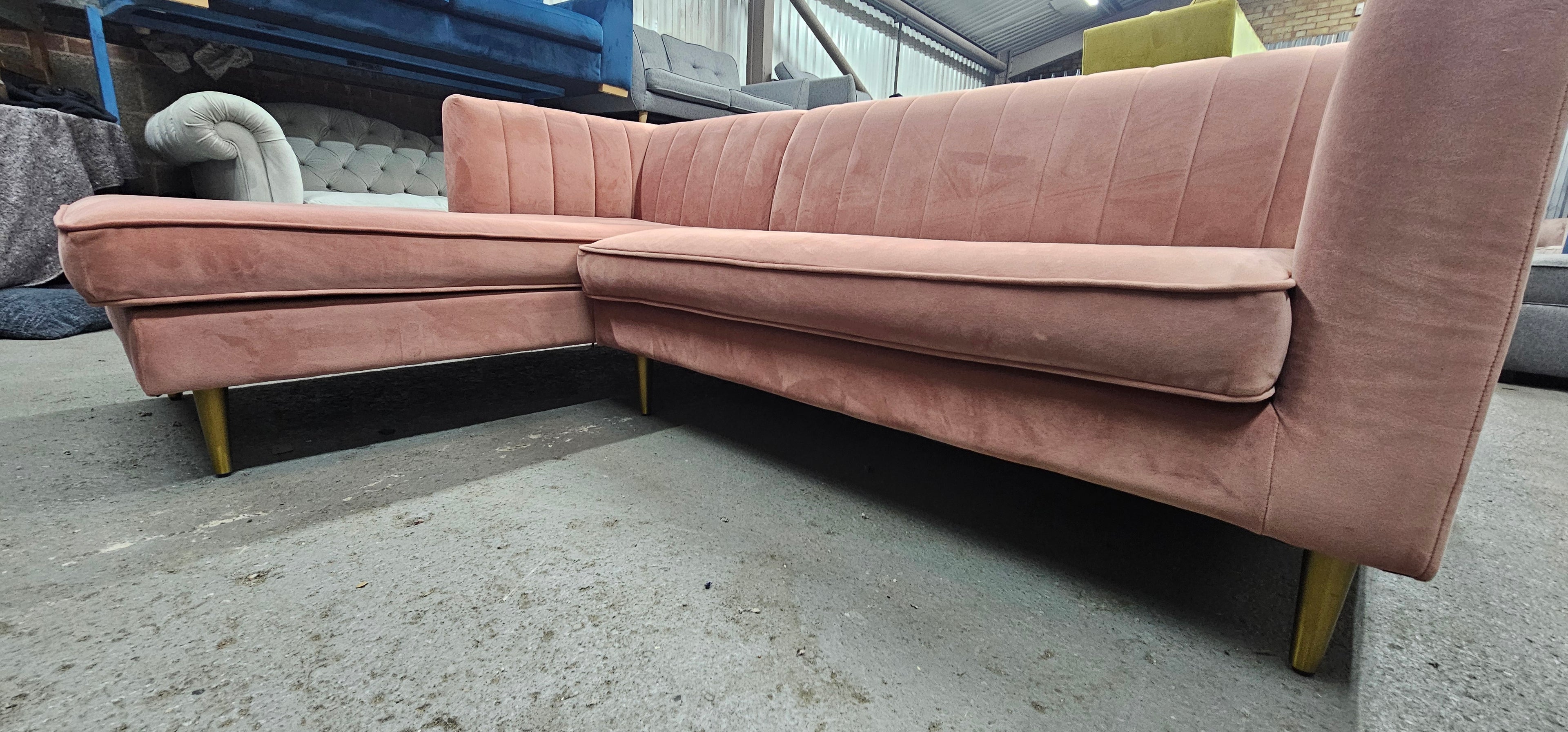 Small Blush Pink Made Corner Sofa