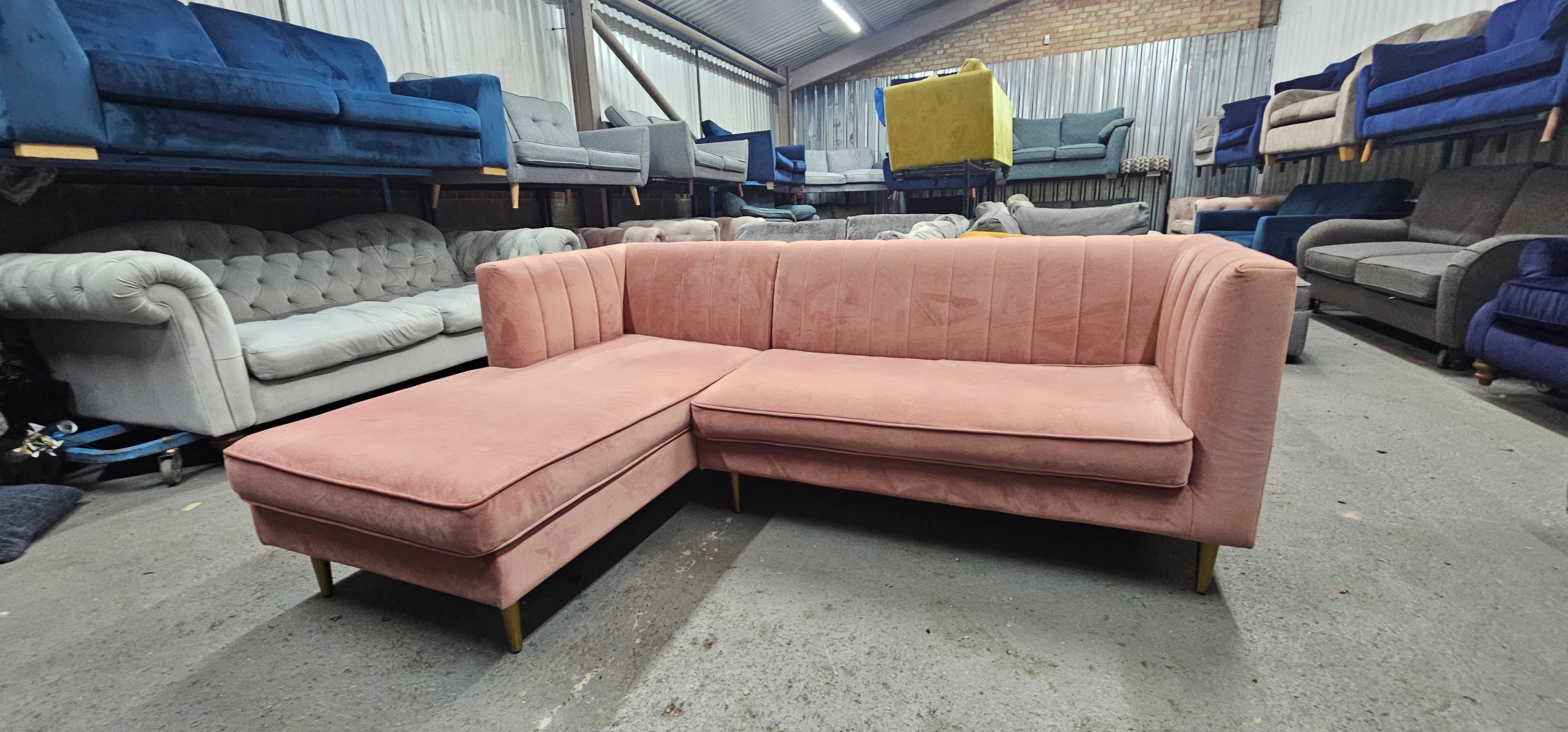 Small Blush Pink Made Corner Sofa