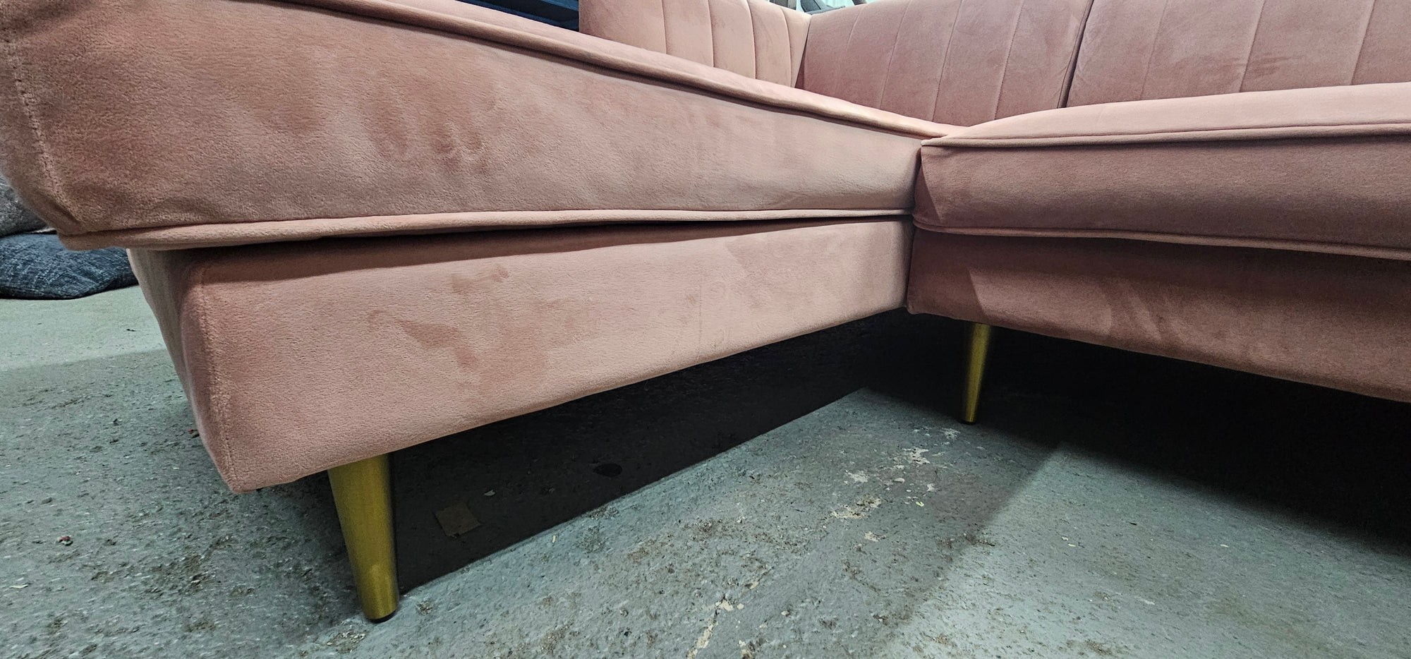 Small Blush Pink Made Corner Sofa