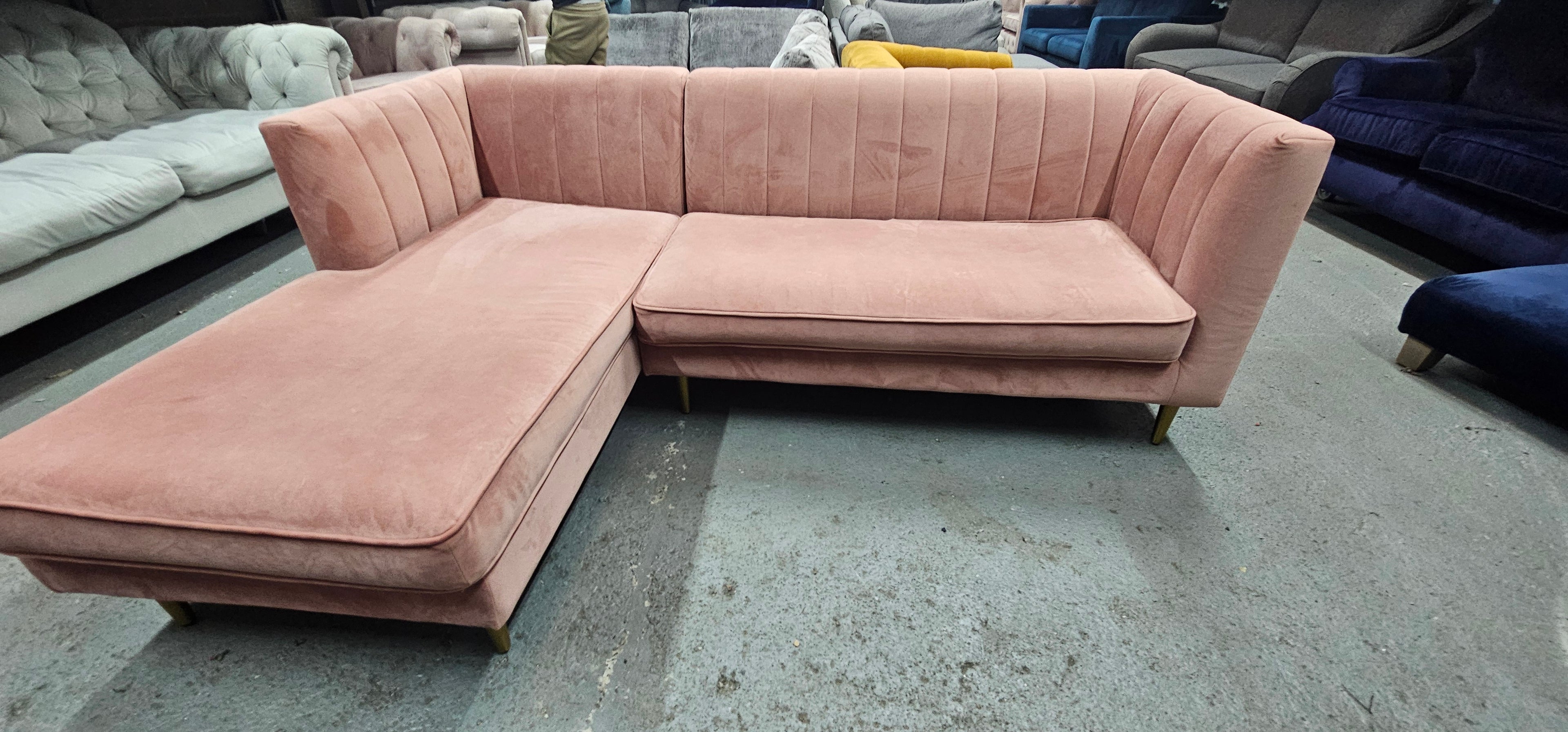 Small Blush Pink Made Corner Sofa