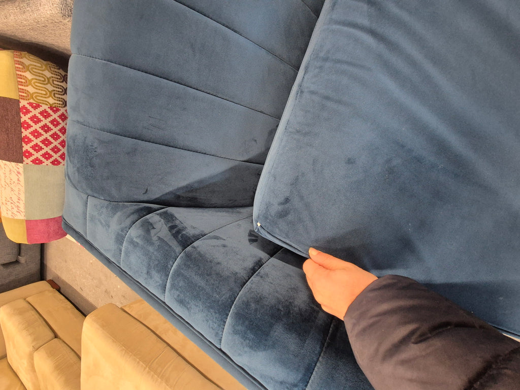 Sofology Fluted Isla Blue Velvet 2 Seater