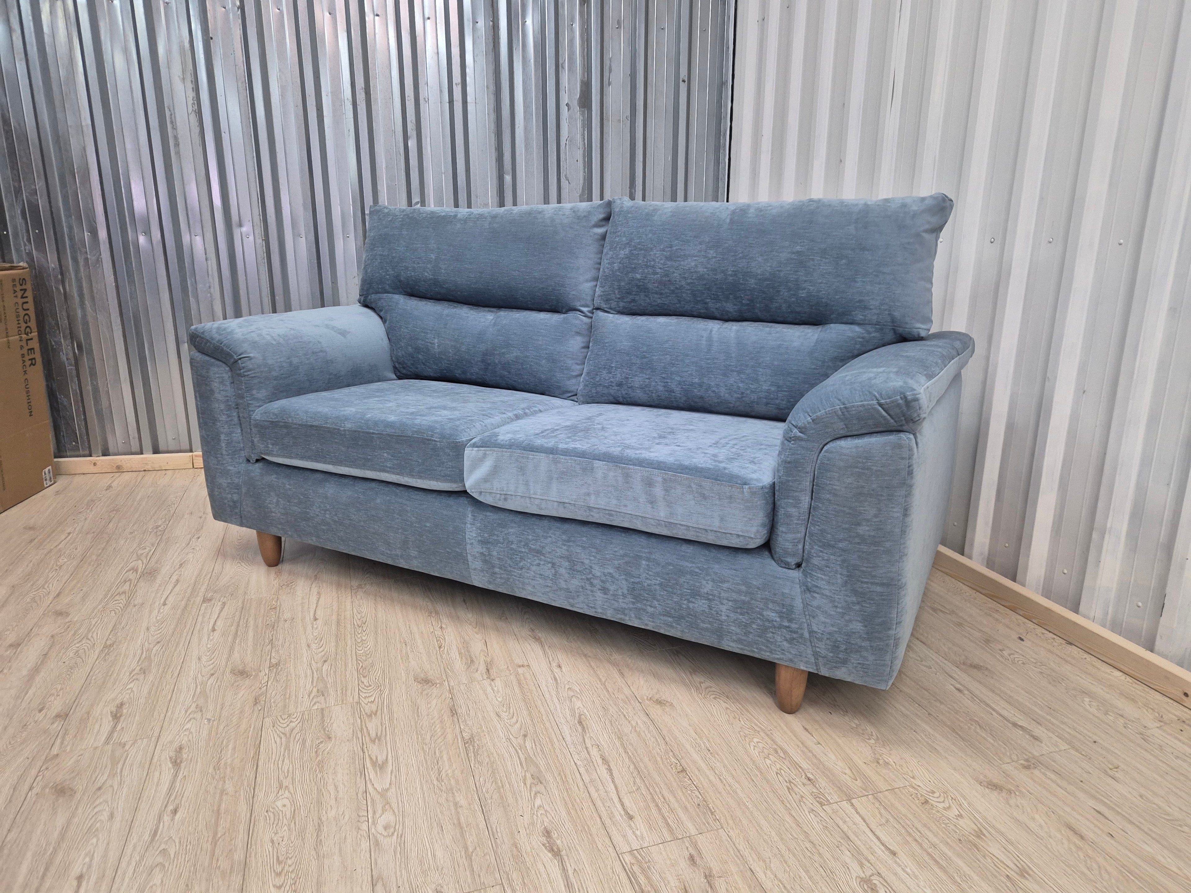 Next Hayden Fine Chenille Easy Clean Mid Blue Small 3 Seater