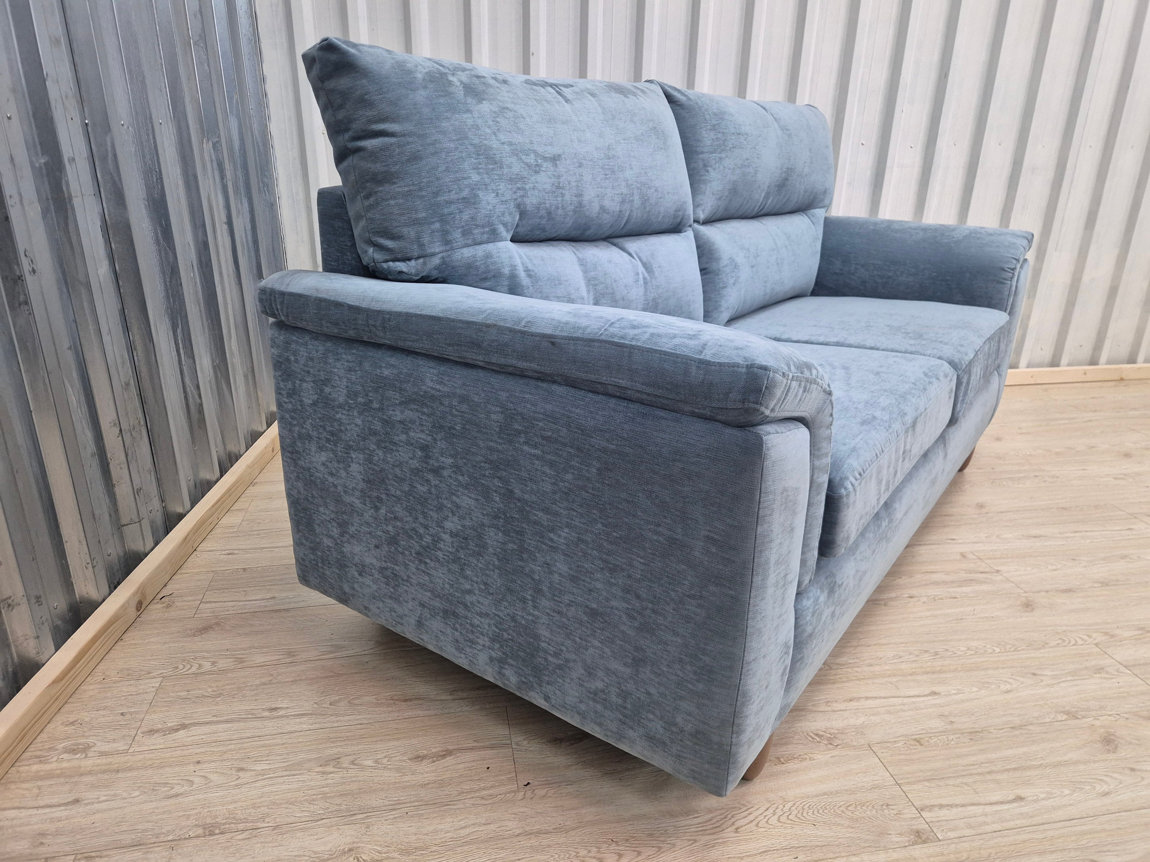 Next Hayden Fine Chenille Easy Clean Mid Blue Small 3 Seater