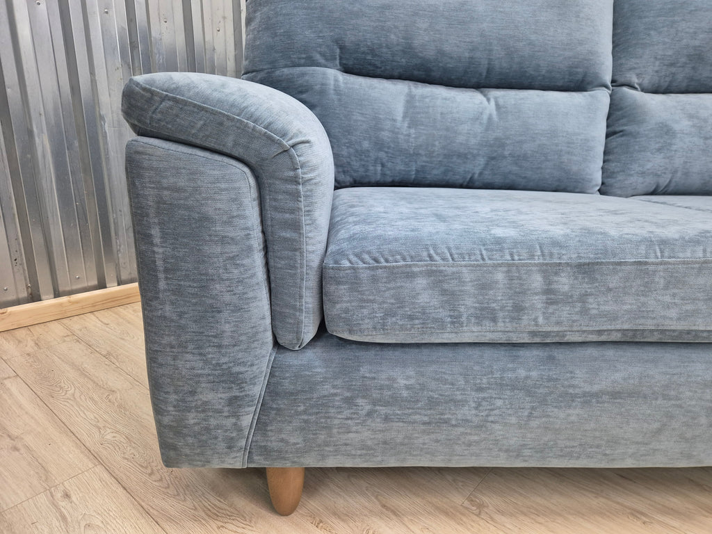 Next Hayden Fine Chenille Easy Clean Mid Blue Small 3 Seater
