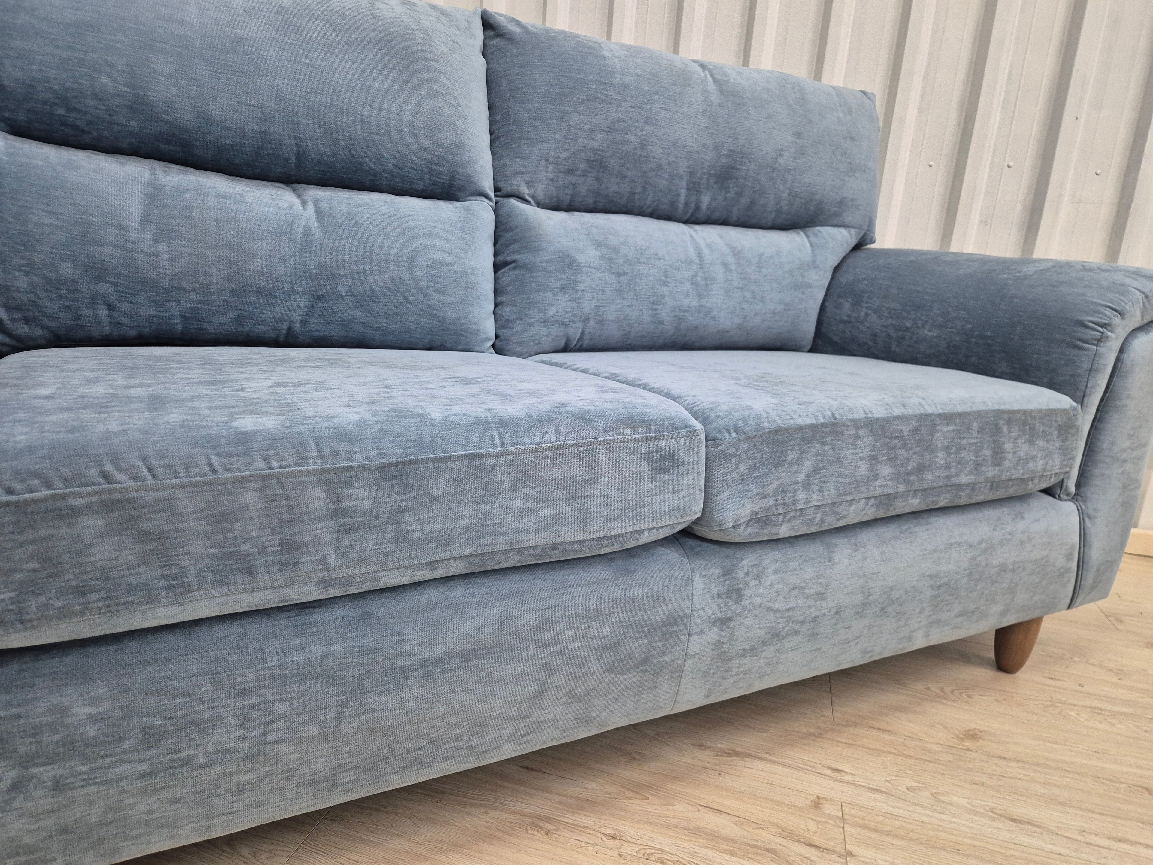 Next Hayden Fine Chenille Easy Clean Mid Blue Small 3 Seater