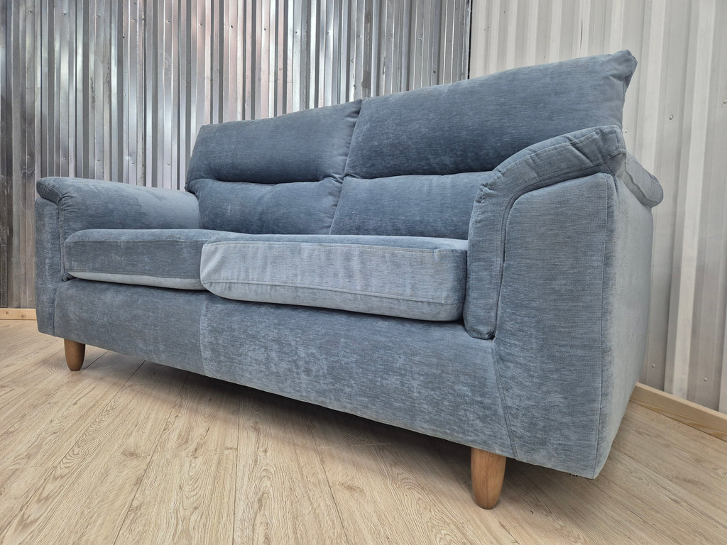 Next Hayden Fine Chenille Easy Clean Mid Blue Small 3 Seater