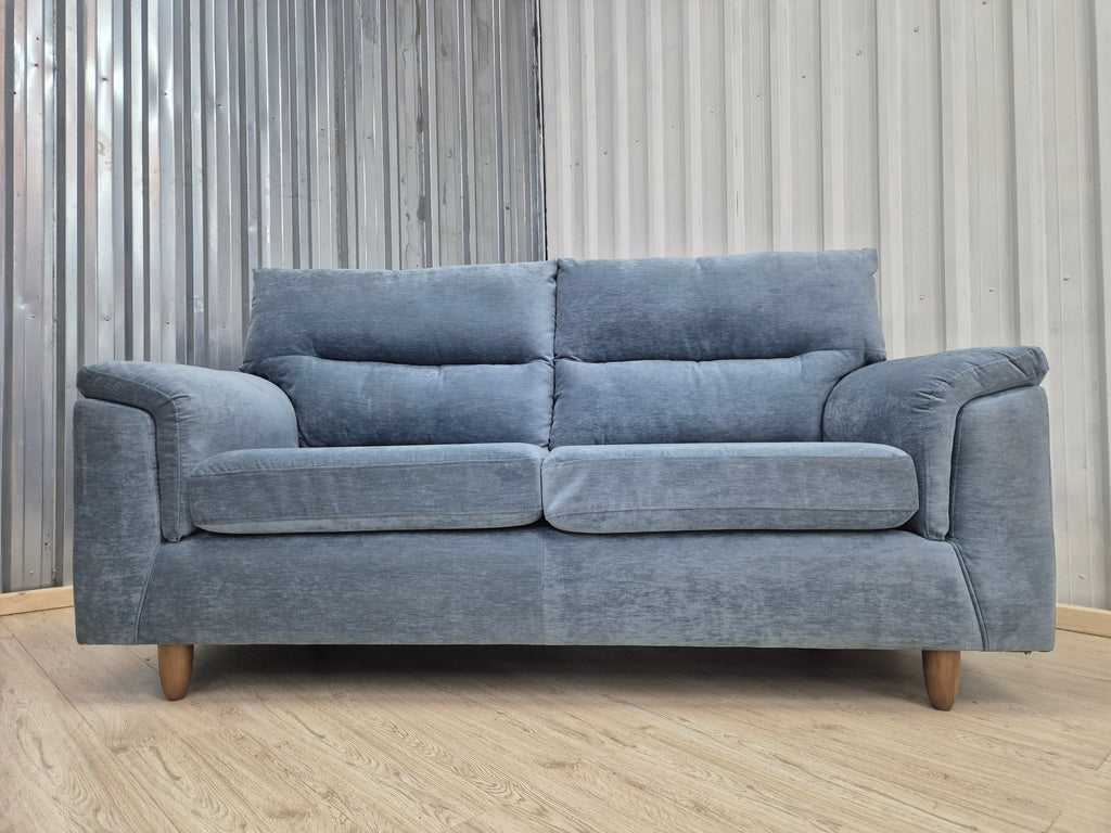 Next Hayden Fine Chenille Easy Clean Mid Blue Small 3 Seater