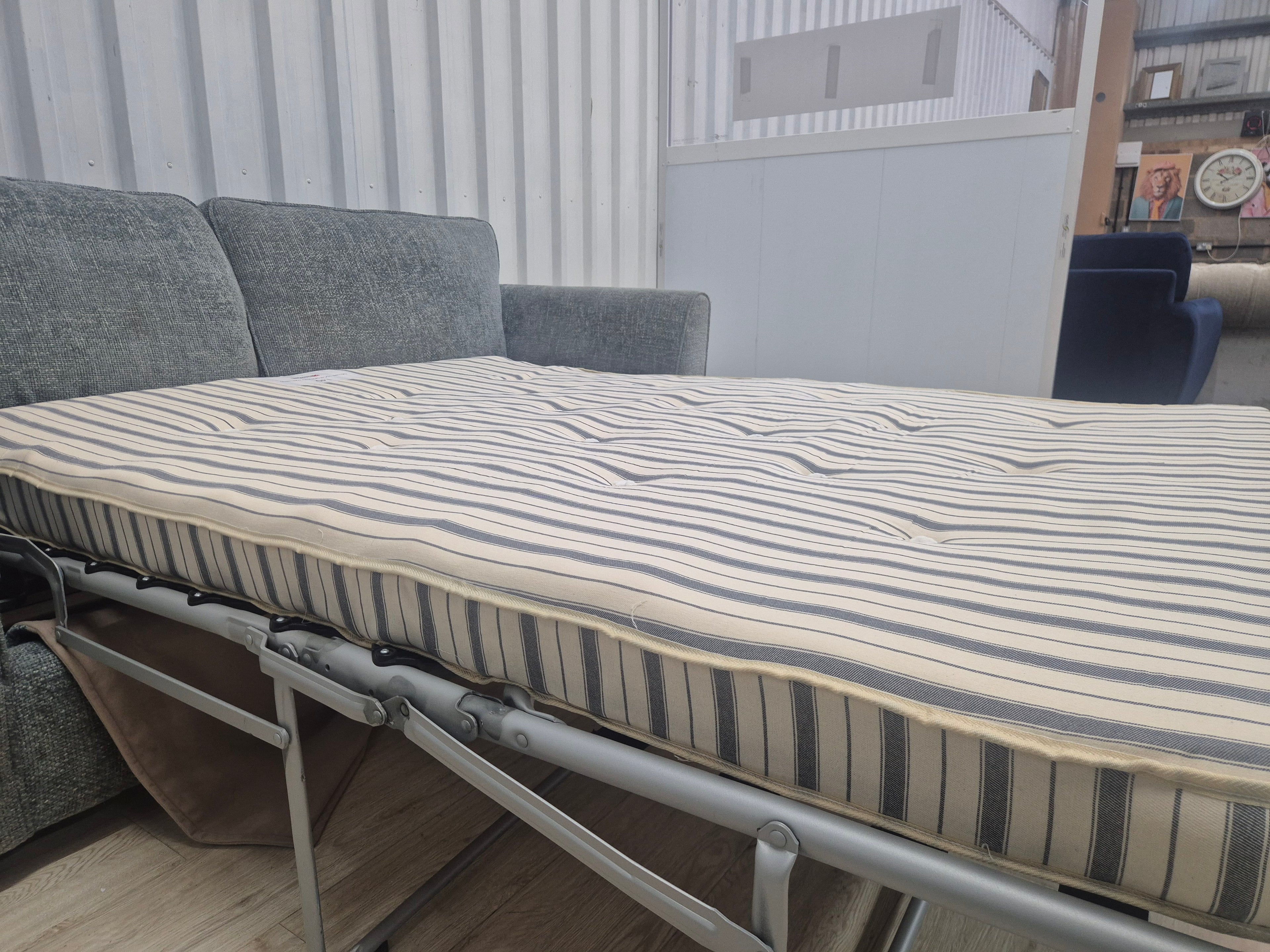 Sofology Canterbury Basketweave Blue 2 Seater Sofa Bed