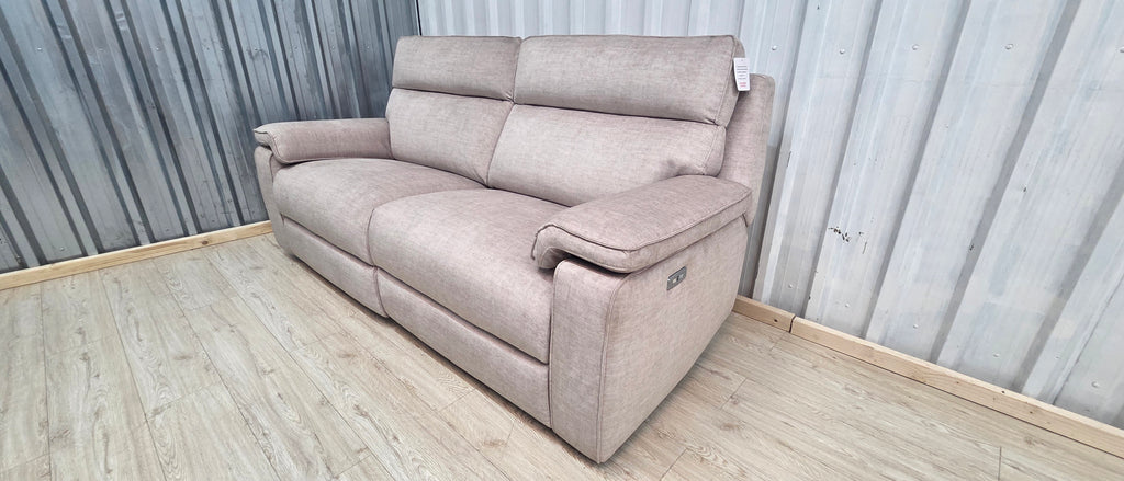 Oak Furniture Land Plush Beige Selby Electric Recliner 3 Seater