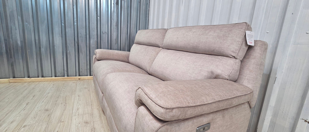 Oak Furniture Land Plush Beige Selby Electric Recliner 3 Seater