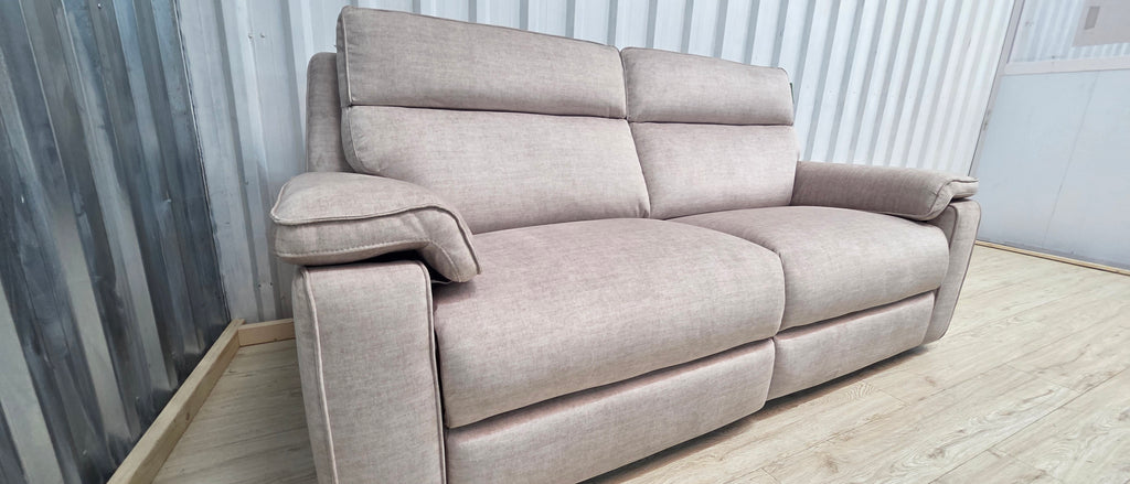 Oak Furniture Land Plush Beige Selby Electric Recliner 3 Seater