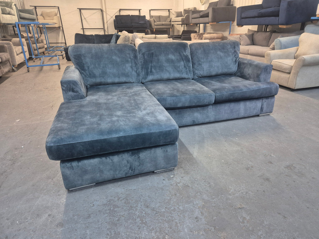 DFS Freya Blue Velvet 4 Seater Lounger
