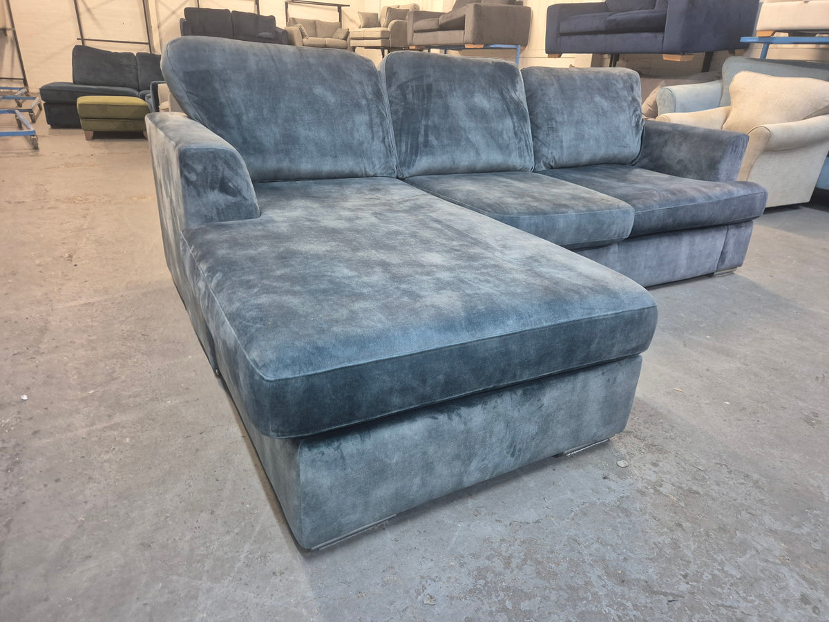 DFS Freya Blue Velvet 4 Seater Lounger